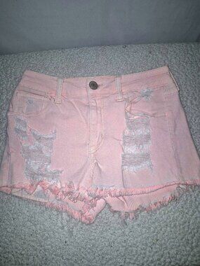 American Eagle Outfitters Ladie's distressed jean shorts, pink, 24" waist